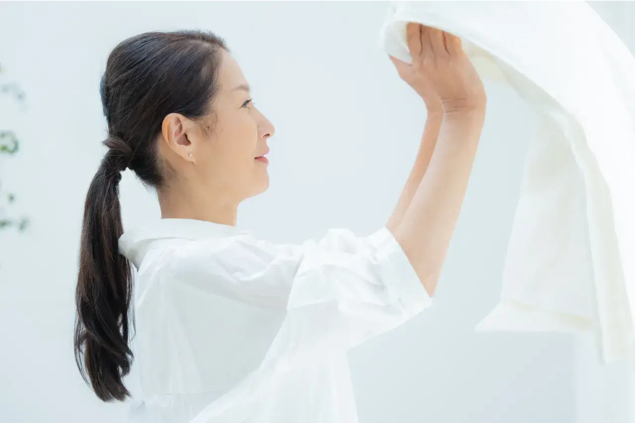 POINT2：柔らかな肌触りを保つ干し方